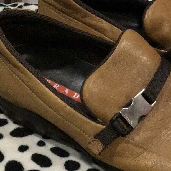 Prada Tan Brown Buckle Leather Loafer 8.5 Made in Italy - Picture 2 of 9